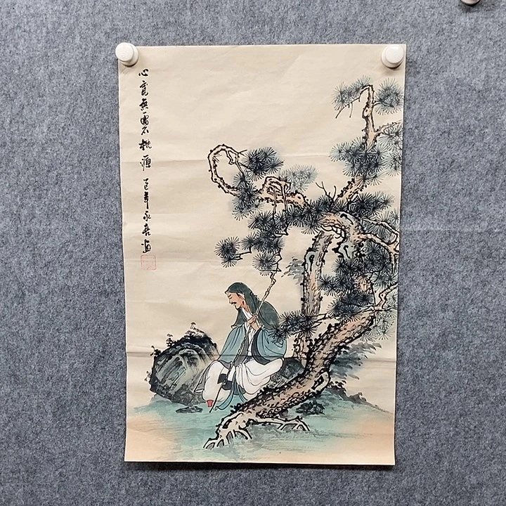 国画四尺三开仿古山水一副