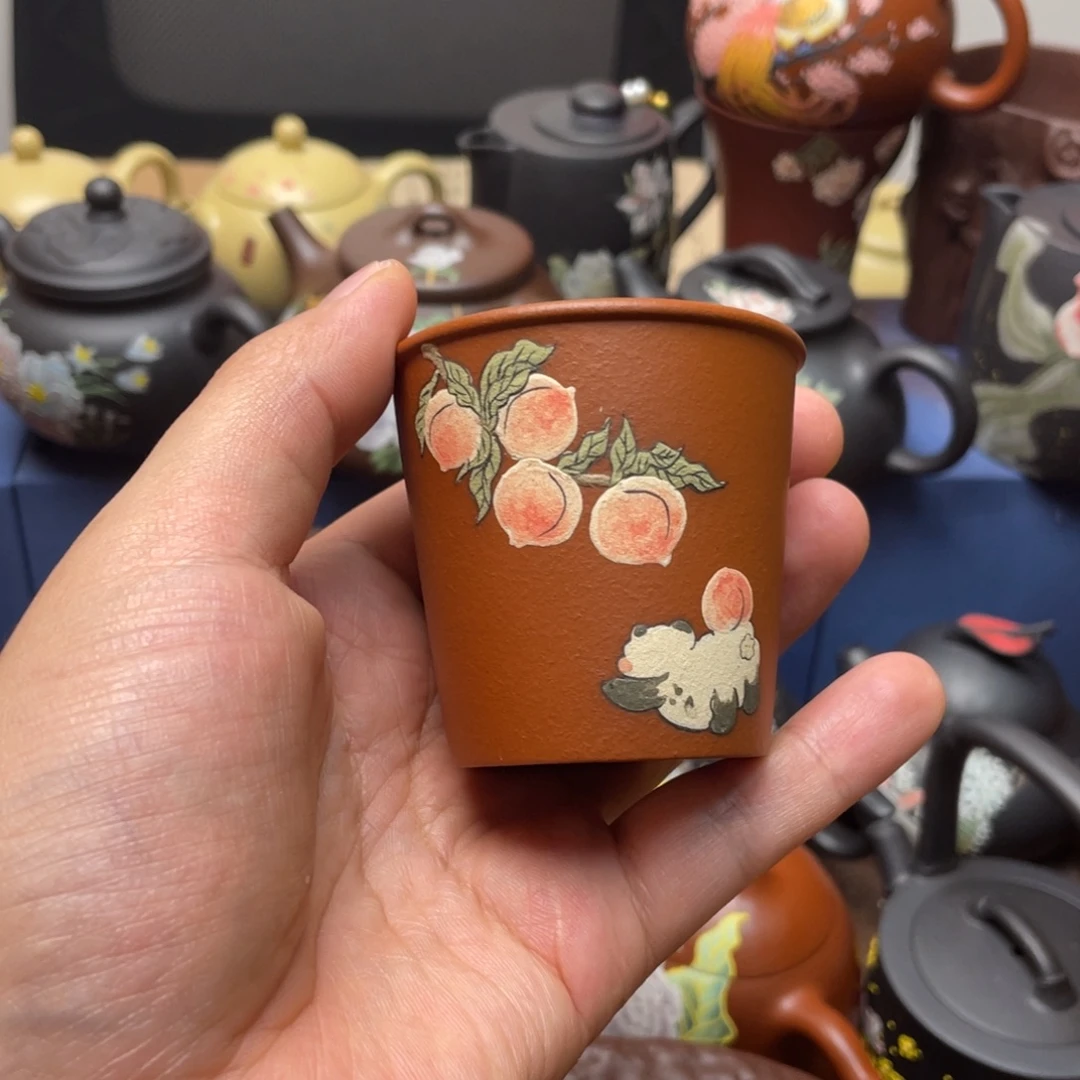 紫泥茶杯紫砂主人杯80cc