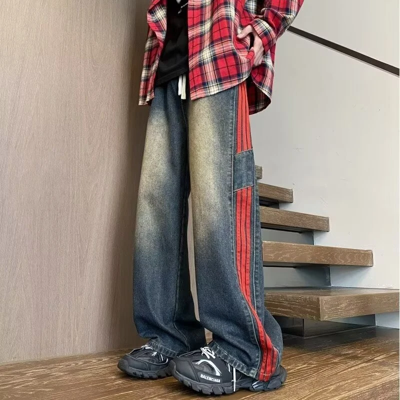 牛仔裤男士夏季薄款2025新款直筒宽松阔腿裤美式高街裤子男生长裤