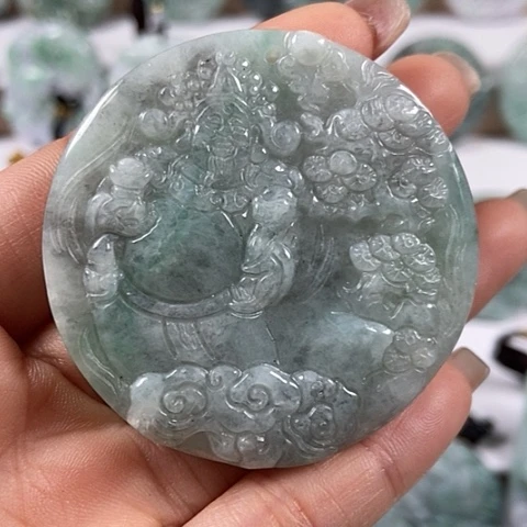 翡翠颈饰未镶嵌凤凰财神爷两面工福利