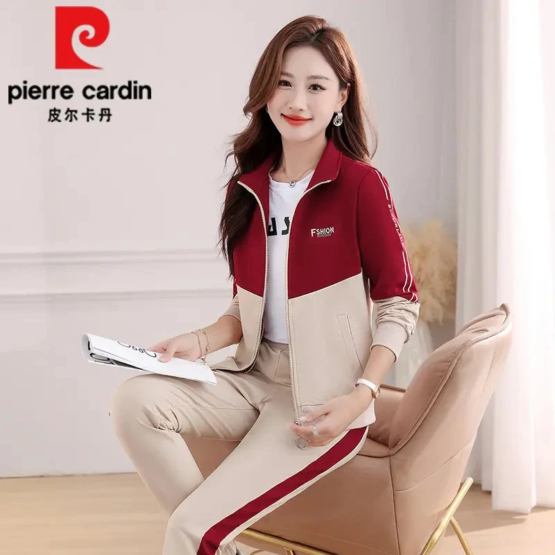 皮尔卡丹休闲运动服套装女春秋季韩版时尚套装长袖卫衣外套三件套