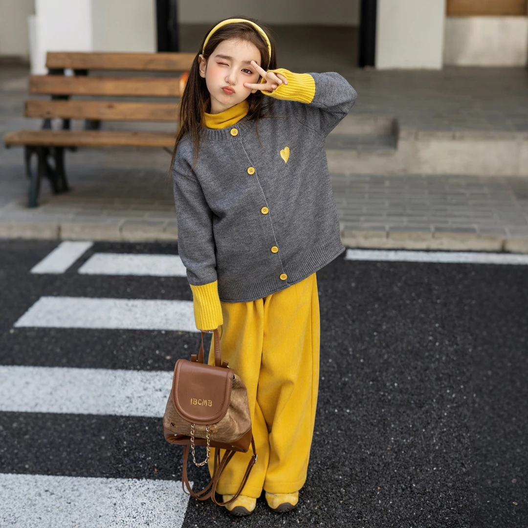 66公主童装女童针织开衫新款秋装百搭撞色毛衣 25S288