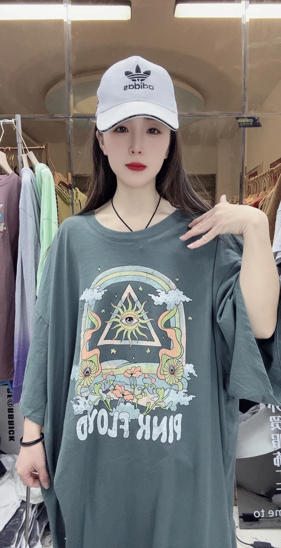 外贸高品质男女同款T恤豆绿色眼睛