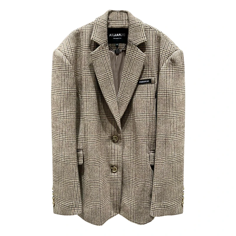 【COCO精选】ANNAKIKI  羊毛格纹宽松西装 3D4B0618H872