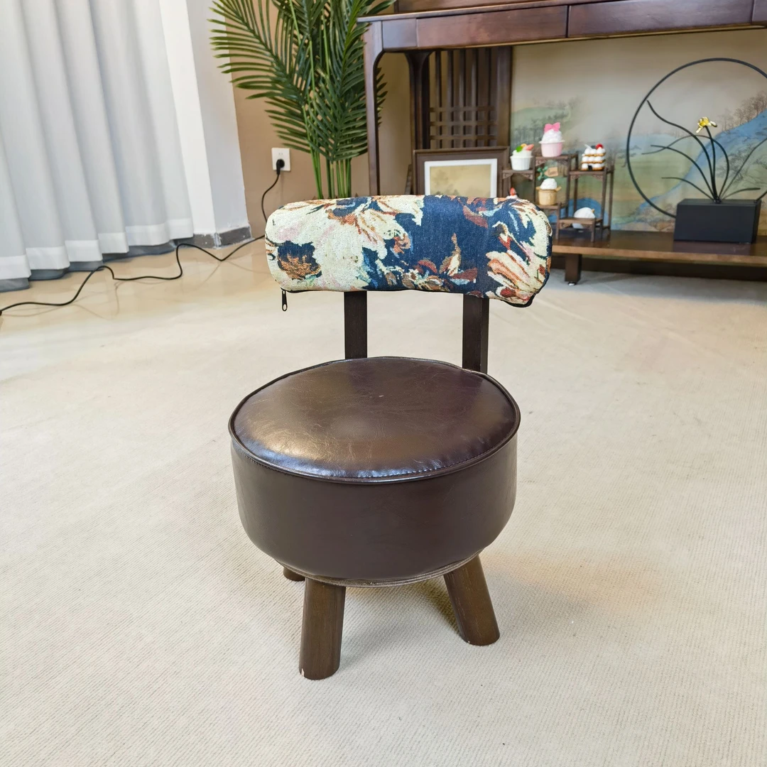 【繁花小转椅】实木旋转椅子带靠背小凳子矮凳转椅可旋转