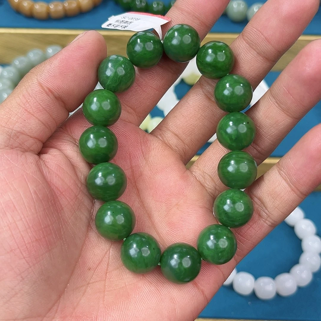 手串未镶嵌和田玉纯天然俄罗斯碧玉五号矿琉璃翠14mm