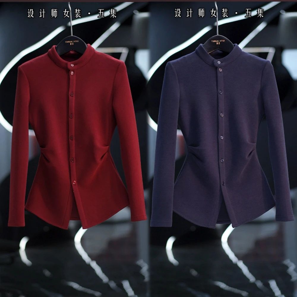 五集【烟囱领】一体式抓绒 重磅绵羊毛 450g加厚保暖立裁开衫S6876/