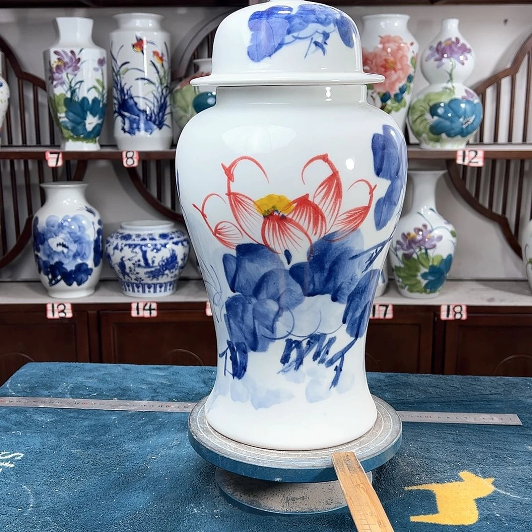 摆件景德镇陶瓷将荷花