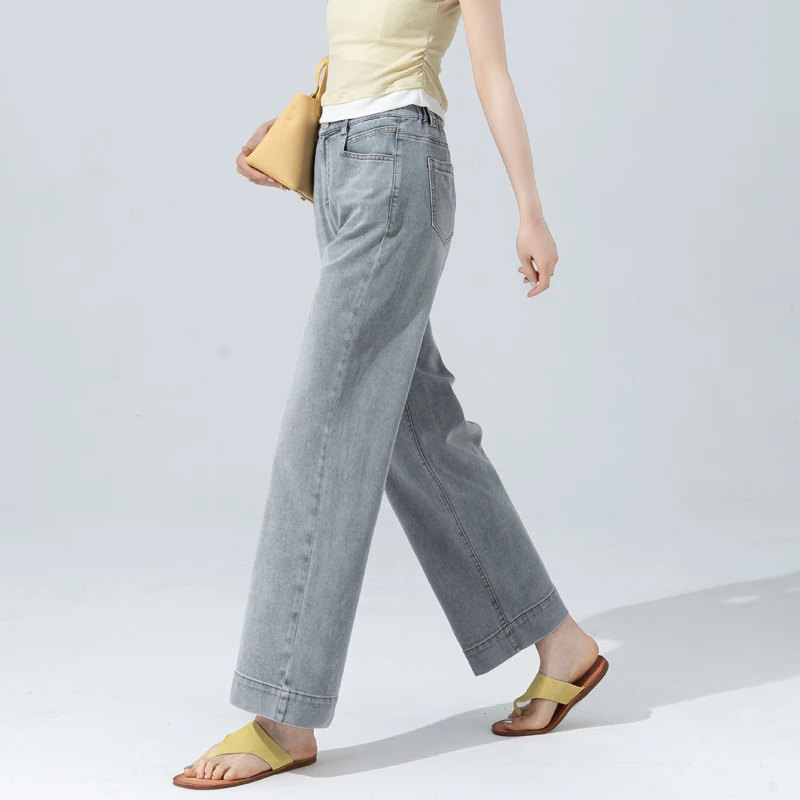 灰色高级感牛仔裤女2025新款天丝九分裤女夏季薄款显瘦窄版直筒裤