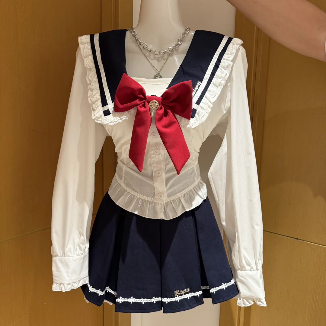 美少女学院风上衣蓝色短裙秋季款