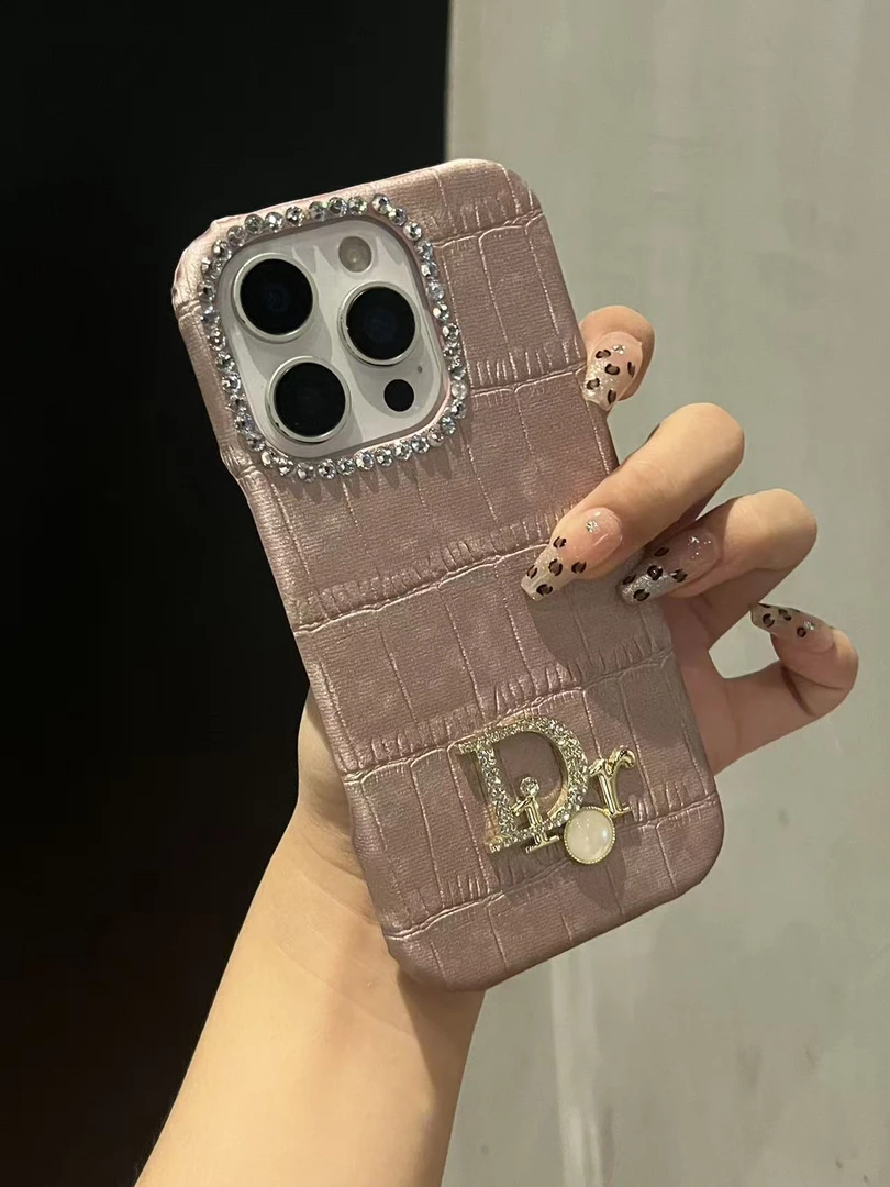 高奢款D标金丝绒闪钻壳适用于iPhone17promax手机壳16苹果15名媛
