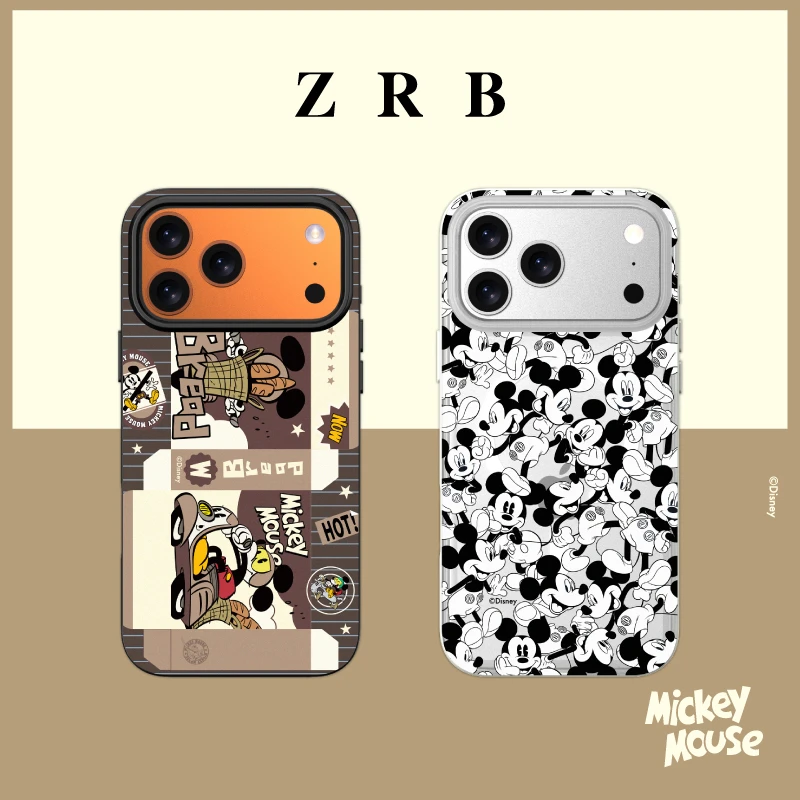 zrbDisney米奇系列适用iPhone16pro及17promax磨砂磁吸手机壳