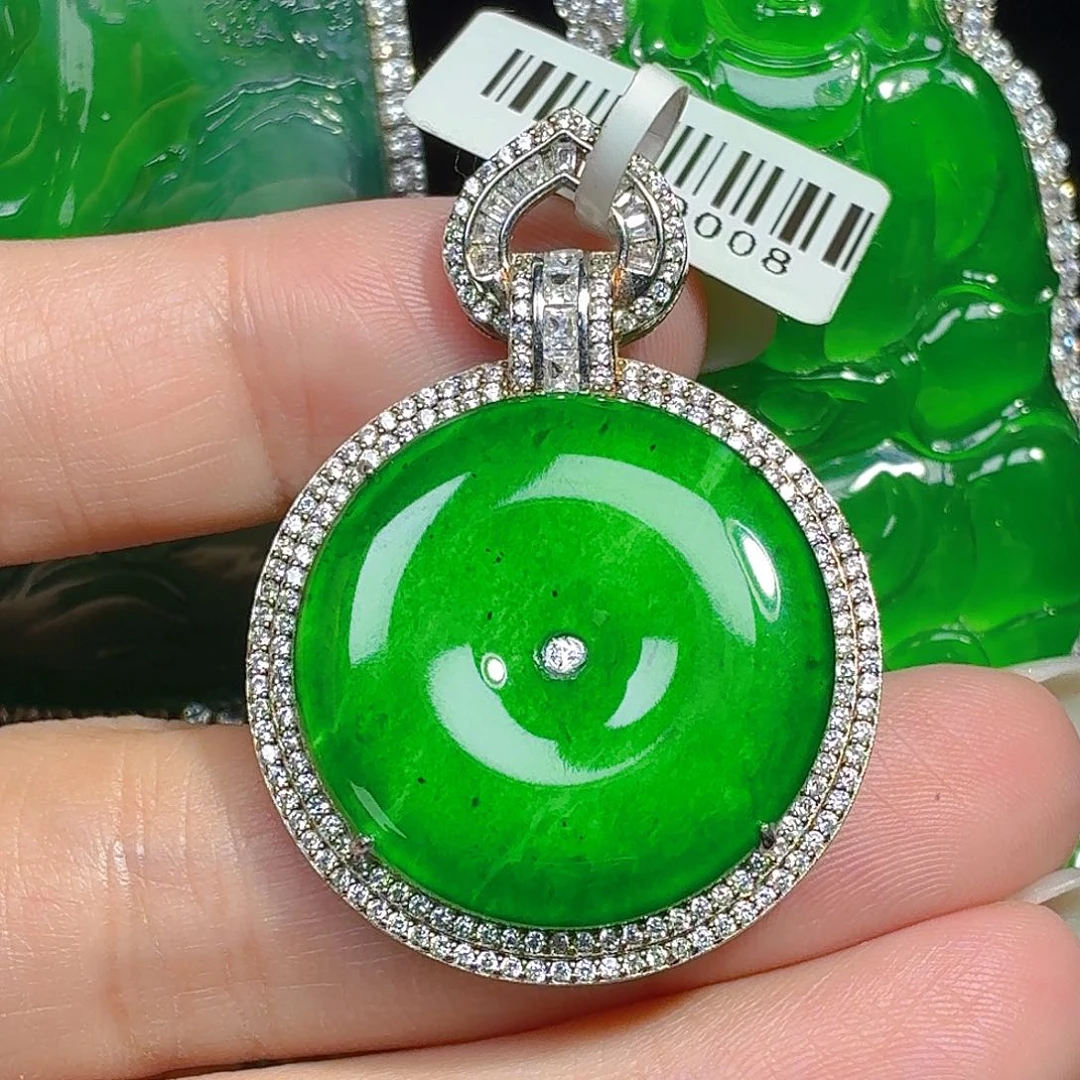 翡翠银S925镶嵌颈饰天然A货翡翠