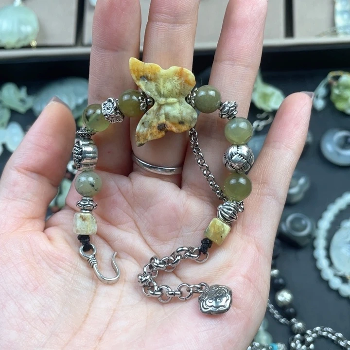 蛇纹石玉合金颈饰