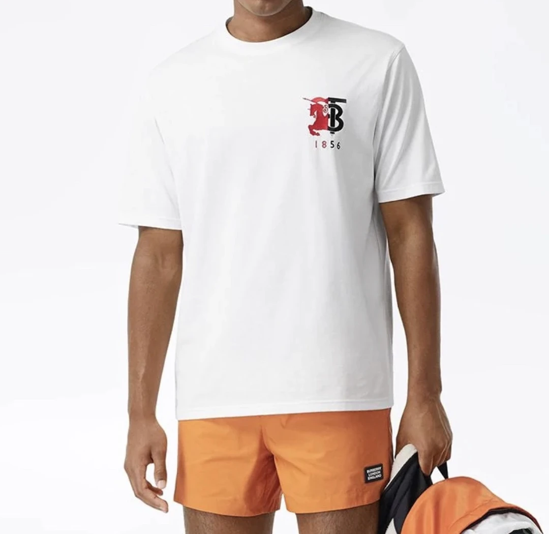 未使用 BURBERRY/博柏利 刺绣字母拼接战马短袖T恤 XL码