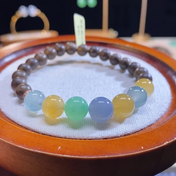 翡翠未镶嵌颈饰翡翠浓彩多宝手串