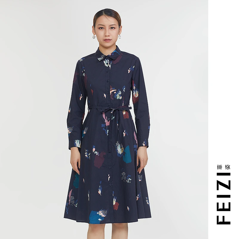 菲姿FEIZI秋款印花连衣裙1F416