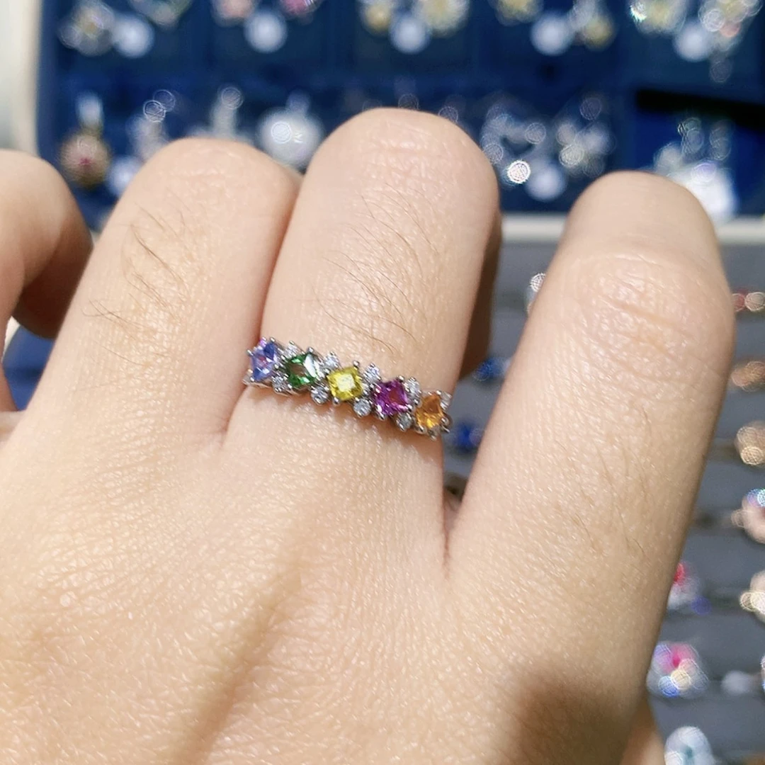 【闪购商品】戒指彩色蓝宝石铂Pt950镶嵌