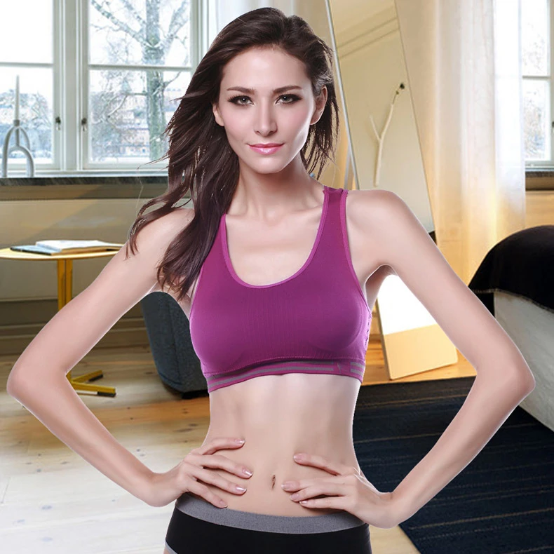 M女士工字美背跑步运动文胸无钢圈双层运动内衣舒适