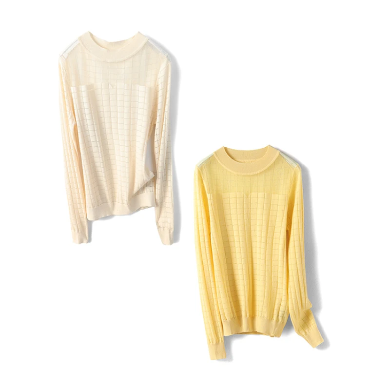 10743【木系列】拼接圆领毛衣针织衫20328758M1