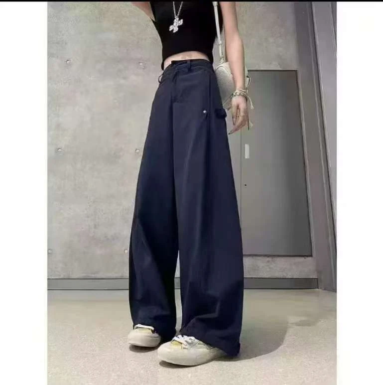 美式直筒休闲裤2025早秋新款柳丁设计感显瘦弯刀工装裤