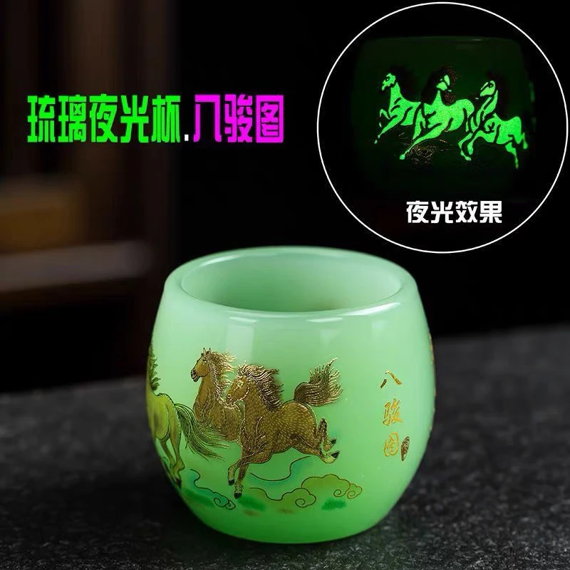 ［八骏图琉璃主人杯］高端主人杯家用茶具琉璃杯茶杯水杯喝茶喝水p