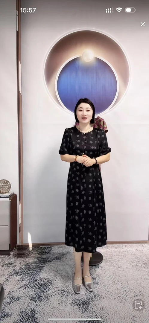 【大润】高品桑蚕丝 百搭印花连衣裙（裙长111）8862