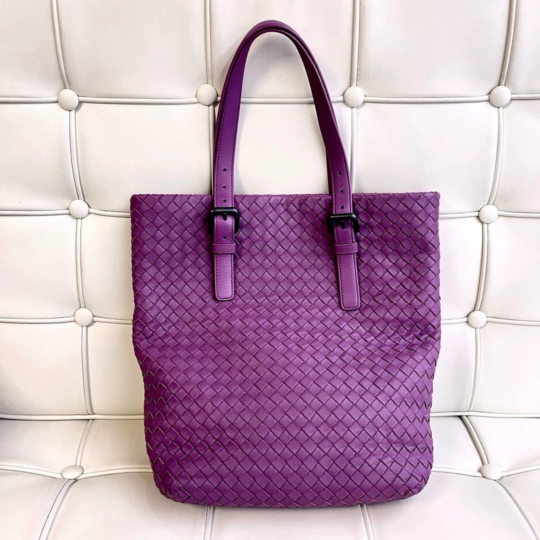 95新 BOTTEGA VENETA/葆蝶家 jsdgs bv紫色编织手提包托特包