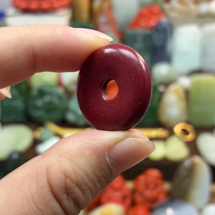 天然辰砂平安扣子