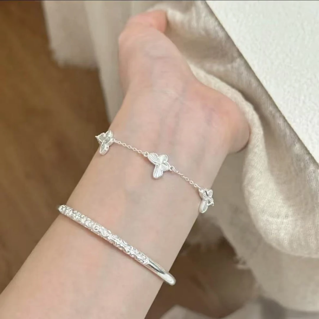 铜合金手链  拉丝镭射蝴蝶手链小众设计高级感手链送女友礼物3157