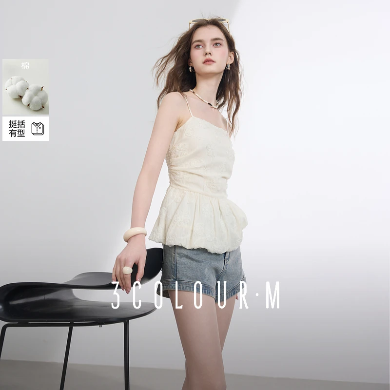 三彩独醒2025夏季新款高腰牛仔裤短裤修身显瘦热裤甜酷休闲F