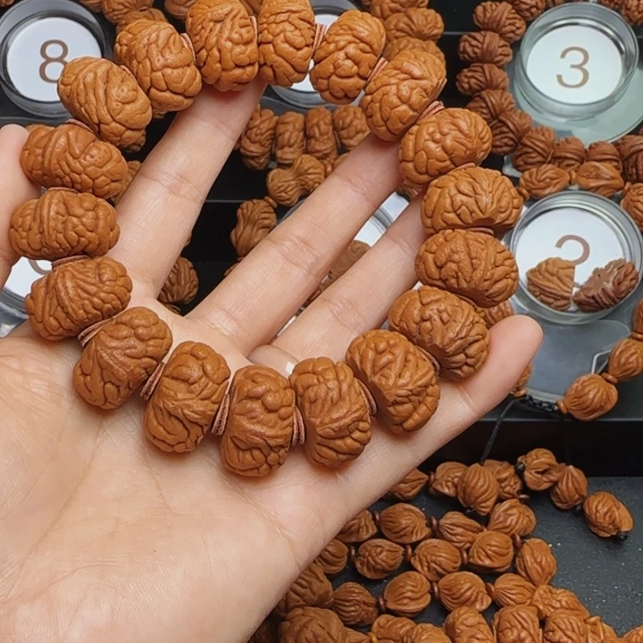 卝***桃核手串龙纹桃核