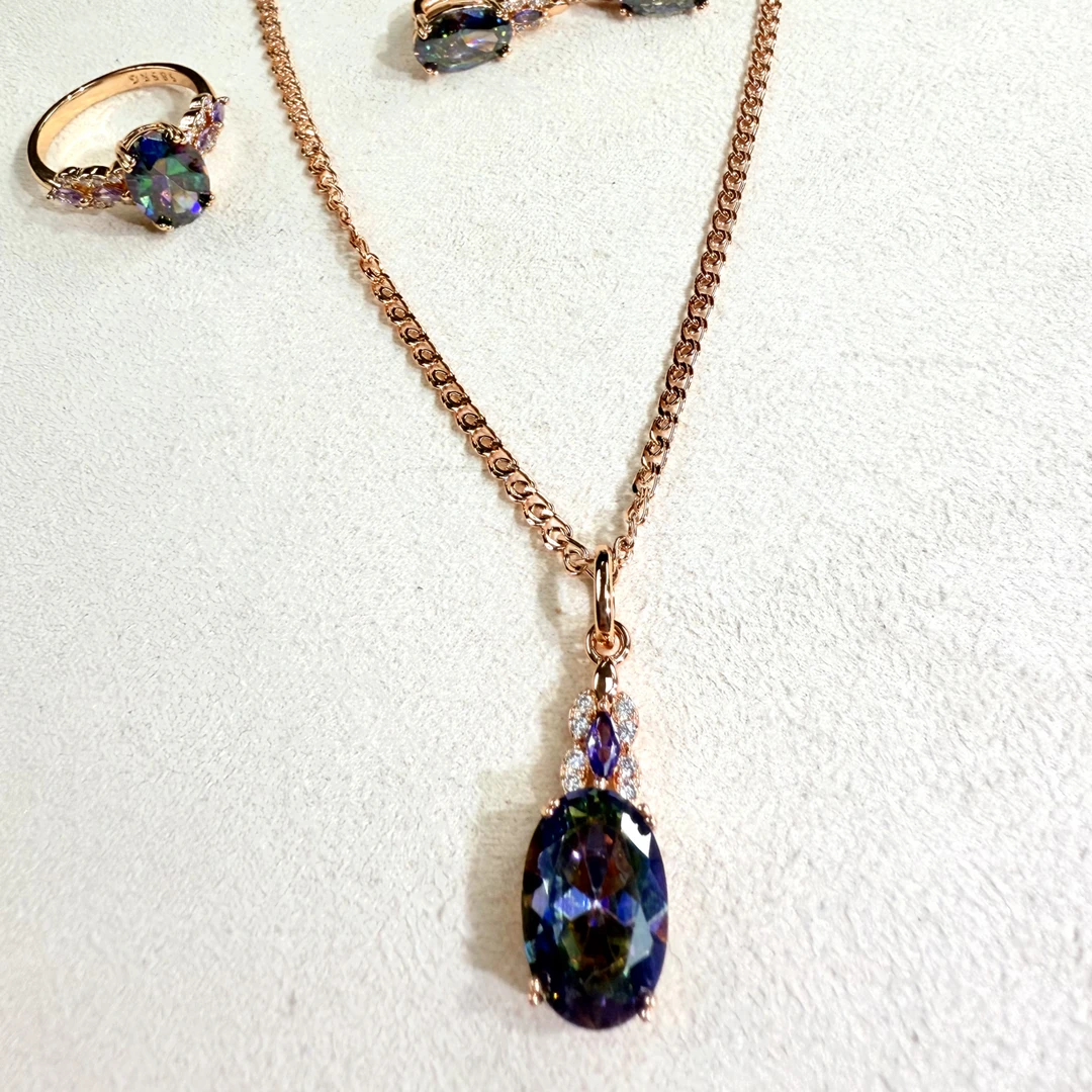 纯铜仿水晶项链 新款时尚روسىيە 585قاپلىما بىرتو