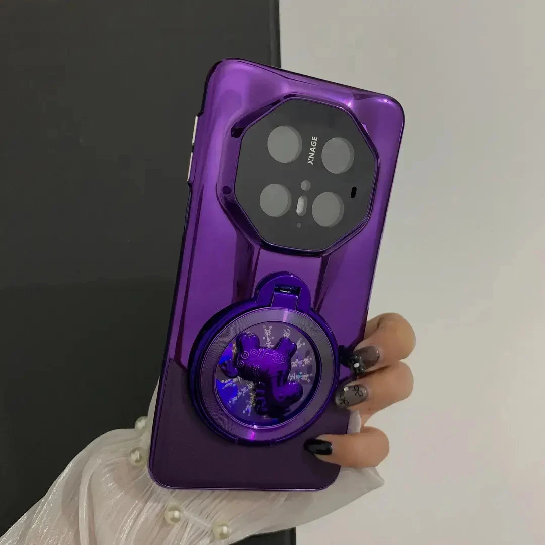 适用于华为mate70rs非凡大师手机壳小众创意全包防摔紫色发财小马