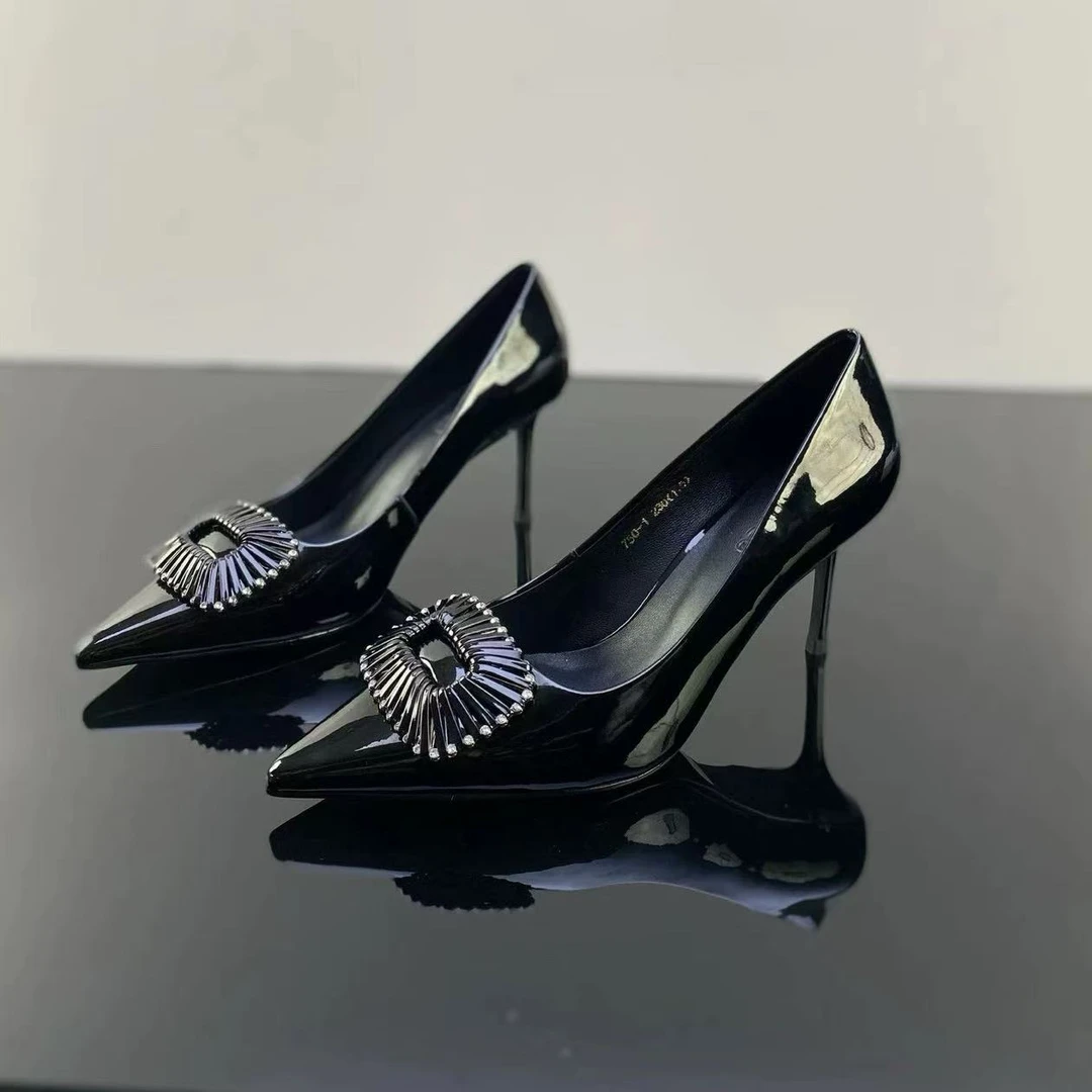 C2889 黑色  高端时尚细跟尖头气质浅口女单鞋