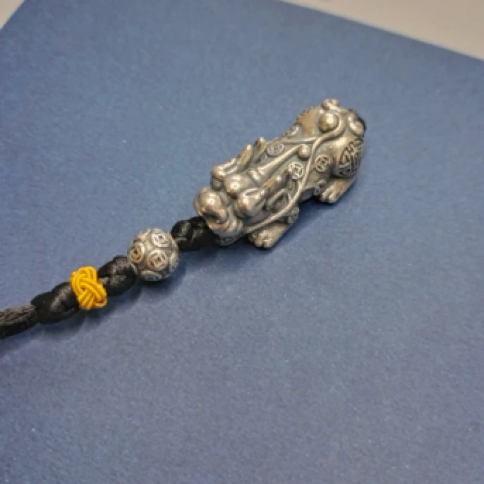 足银布艺银制品 足银999纯银貔貅钥匙扣手机挂坠