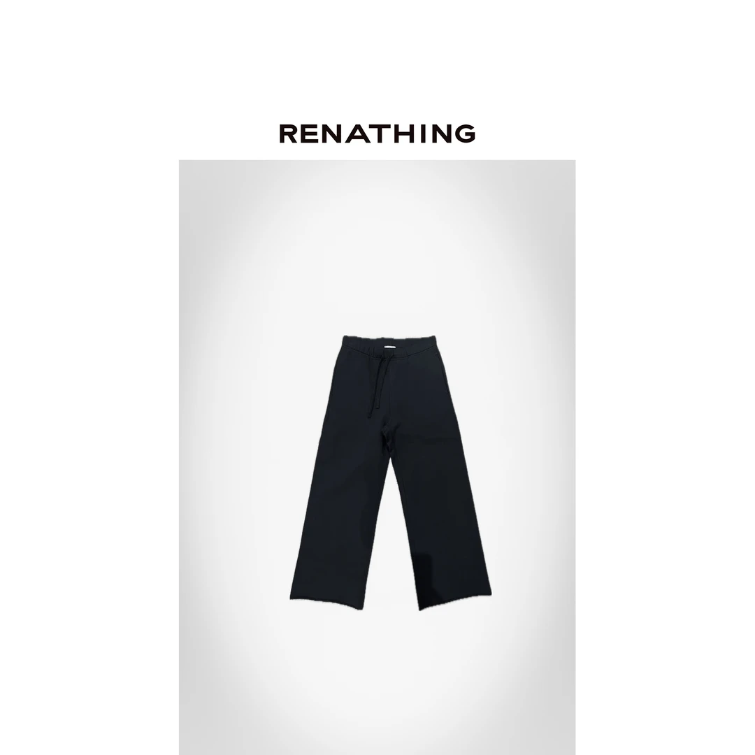 【RENATHING】黑色系绳下摆卷边卫裤