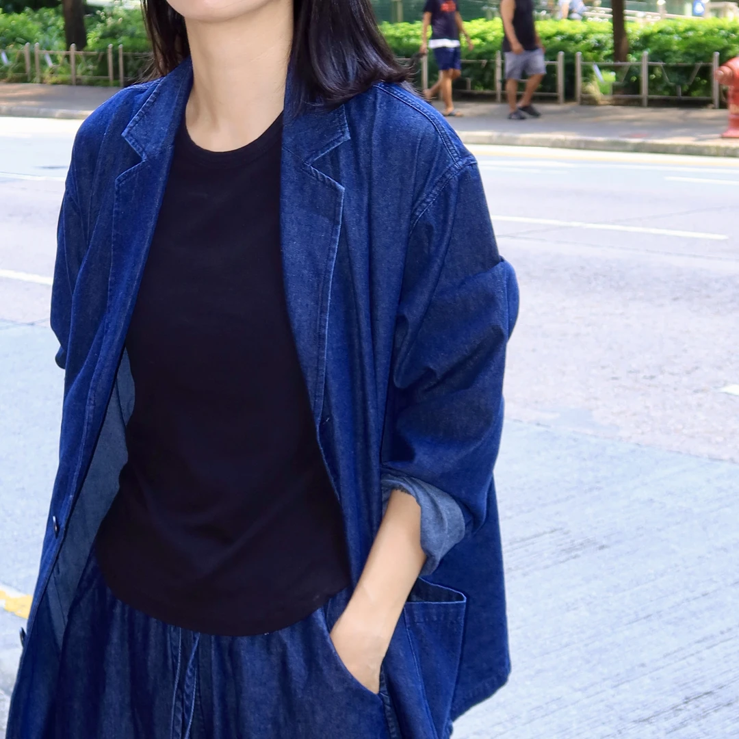 DAB复古水洗阔版西装牛仔外套 D086