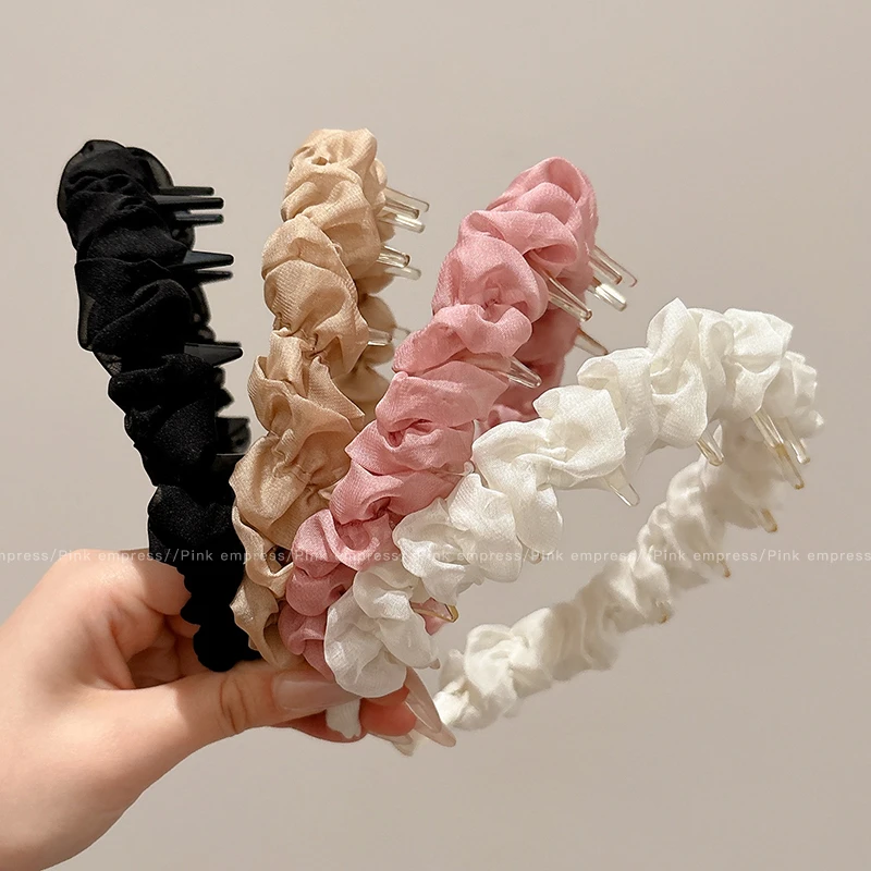 法式超仙褶皱泡泡发箍女2025新款高颅顶带齿压发头箍发卡头饰发饰