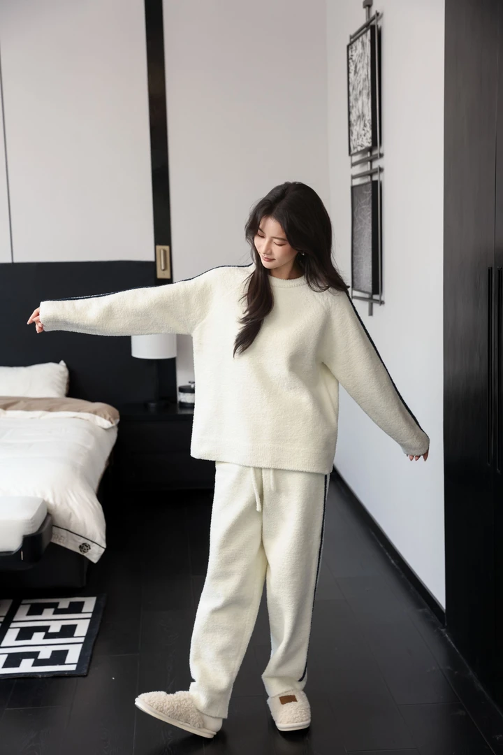 【男女同款】2025秋冬季可外穿半边绒休闲保暖家居服睡衣套装2550