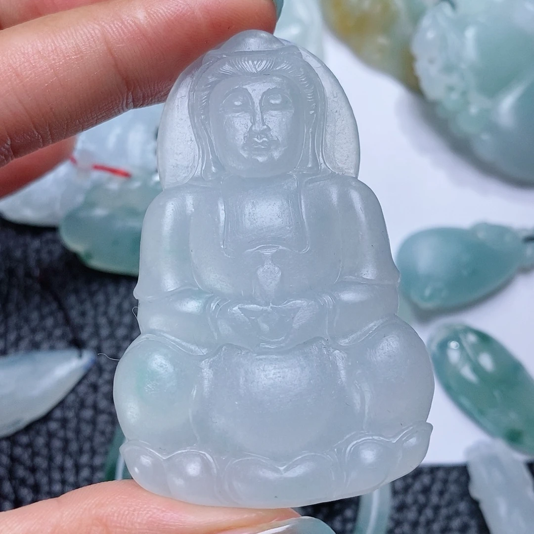 定制翡翠未镶嵌毛货付款后确认抛光