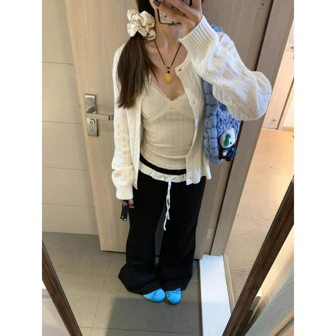 提花春秋白色针织女式开衫2025新款轻春风格宽松优雅外上装夹克女