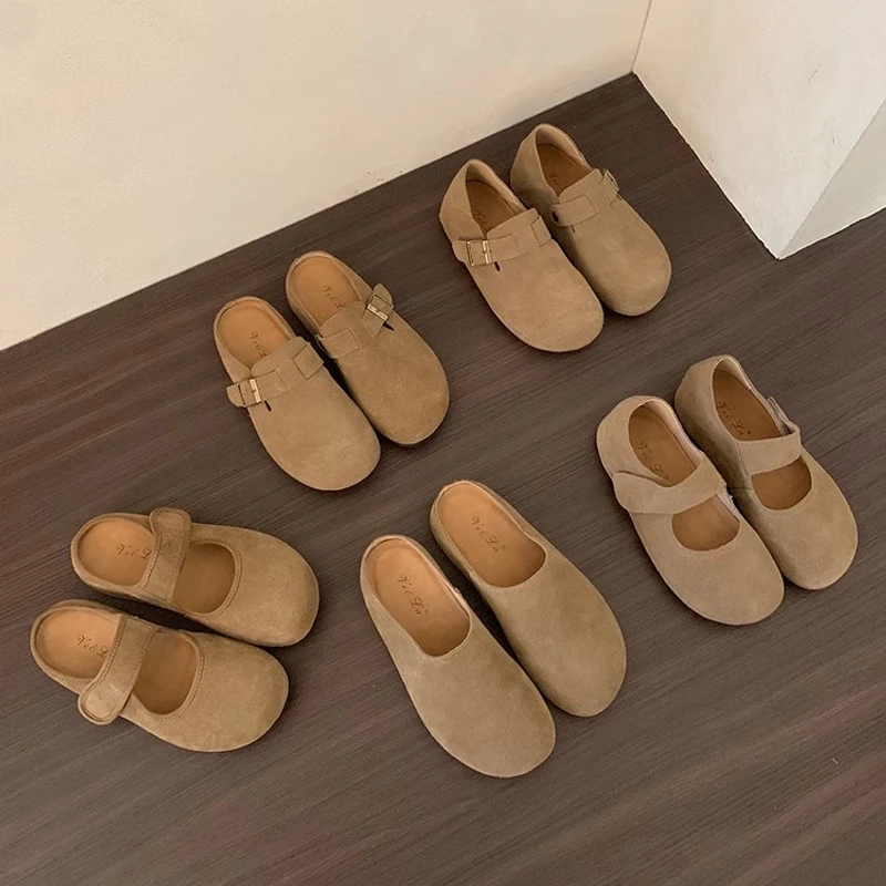 牛皮版！小个子内增高早春勃肯鞋玛丽珍单鞋女鞋软底包头拖半拖