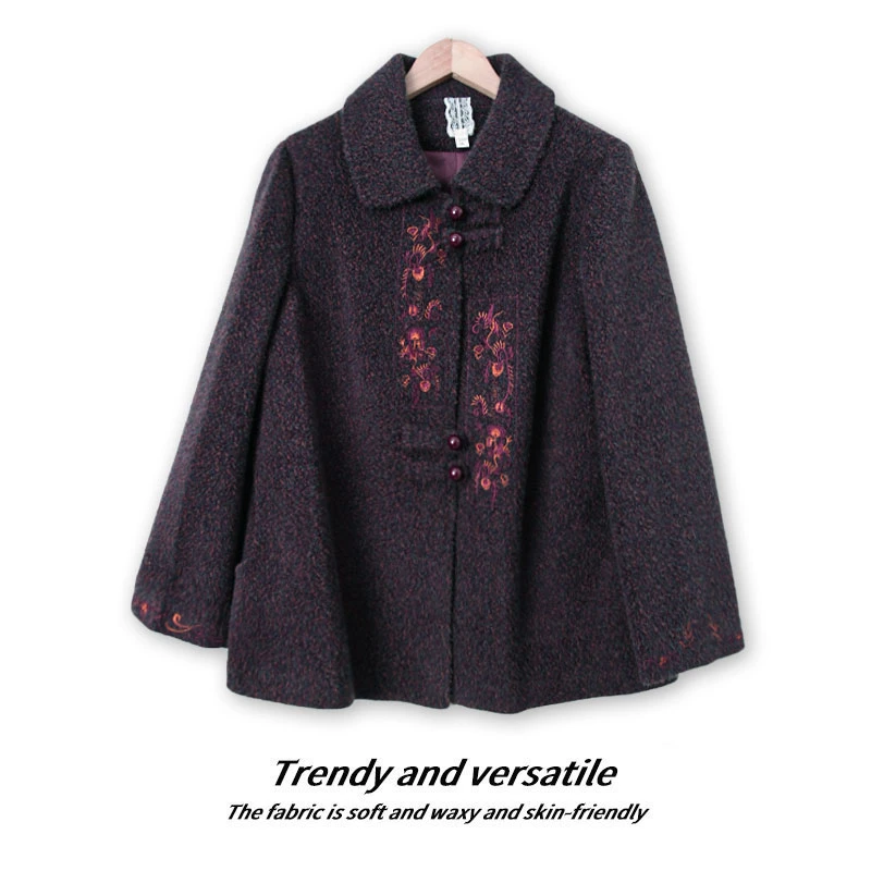 现货！秋冬新款女绣花外套时尚百搭保暖上衣HH566宽松休闲简约风