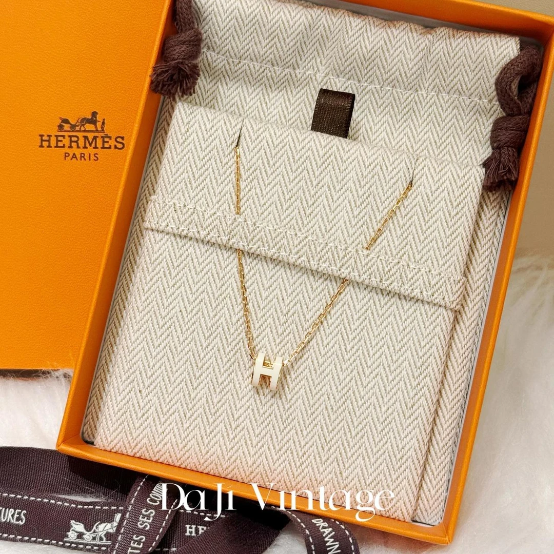 大吉中古/Hermes爱马仕白色mini pop h金项链