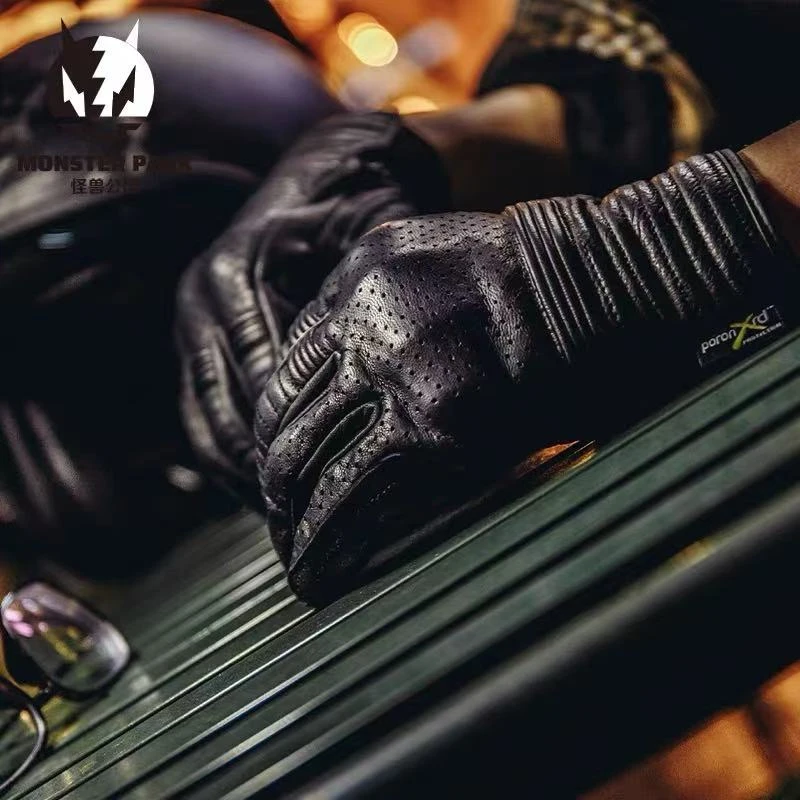 外星蜗牛怪兽公园摩托车手套复古哈雷触屏男羊皮VTG001/007/005