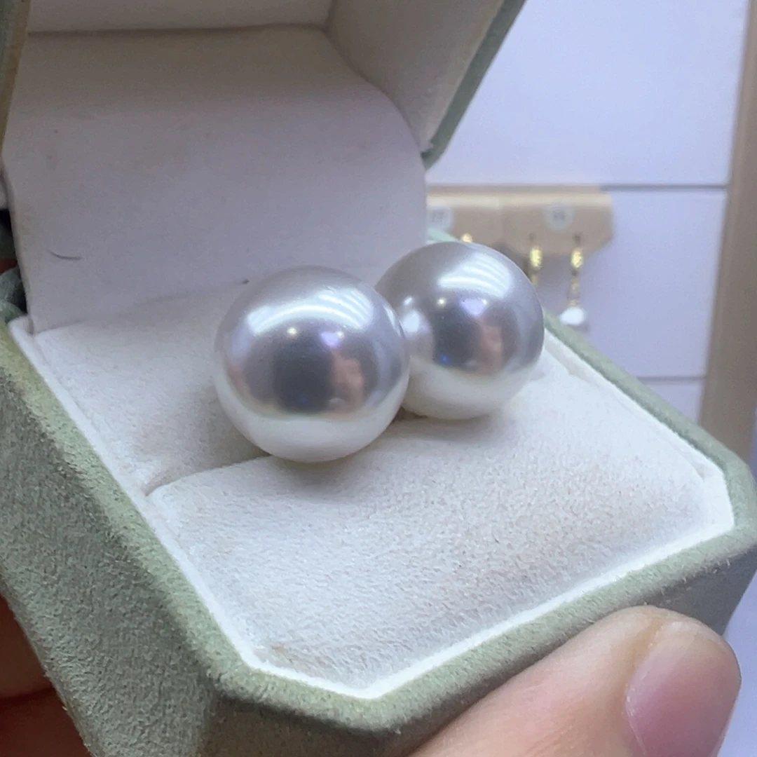 银S925镶嵌淡水珍珠耳饰