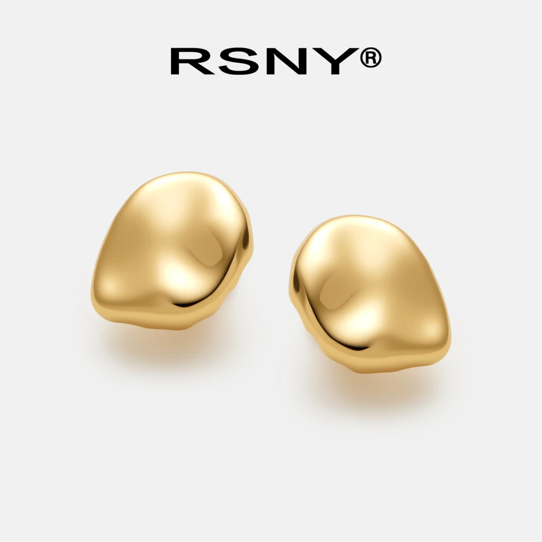 铜合金耳饰 [新品]RSNY几何豆子耳钉简约风2025新款气质款耳饰