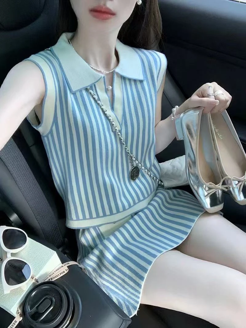 [111-118]白白韩系学院风套装针织开衫女百褶裙半身裙两件套蕾丝