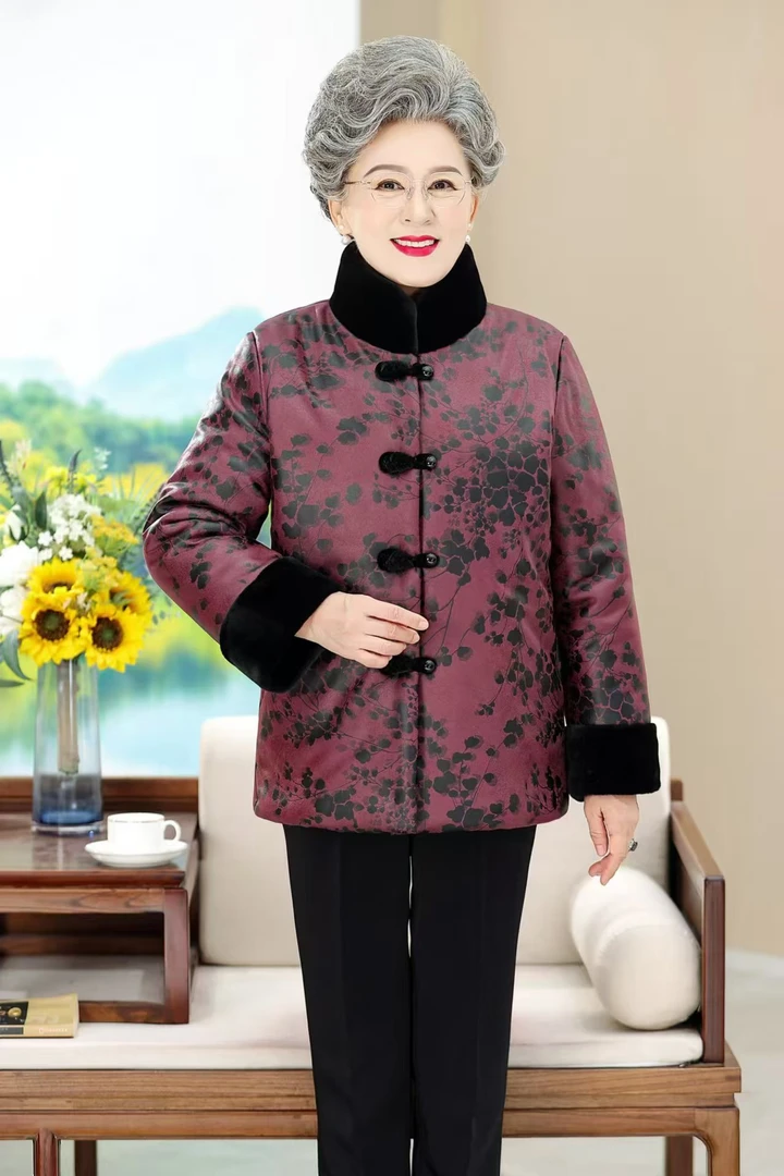 7756 中老年冬装棉衣唐装加绒加厚棉袄妈妈外套保暖棉服 三楼